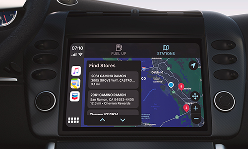 Gas station finder app screen carplay